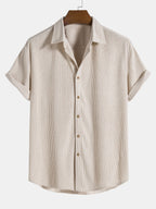 2-piece men’s short sleeve set - ribbed shirt and shorts combination
