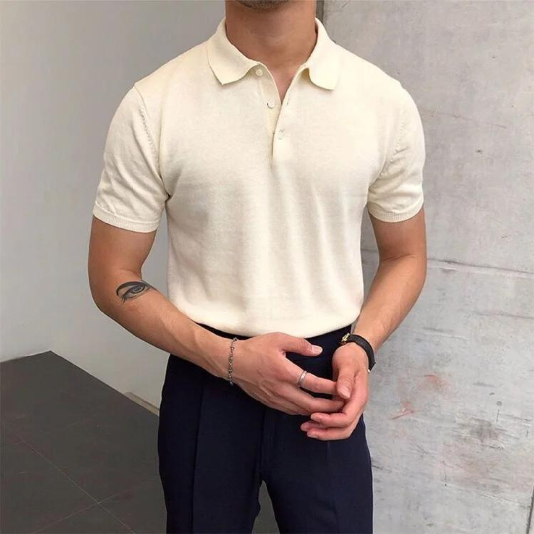 Men's polo shirt lightweight casual attire - short sleeve knit top for everyday wear