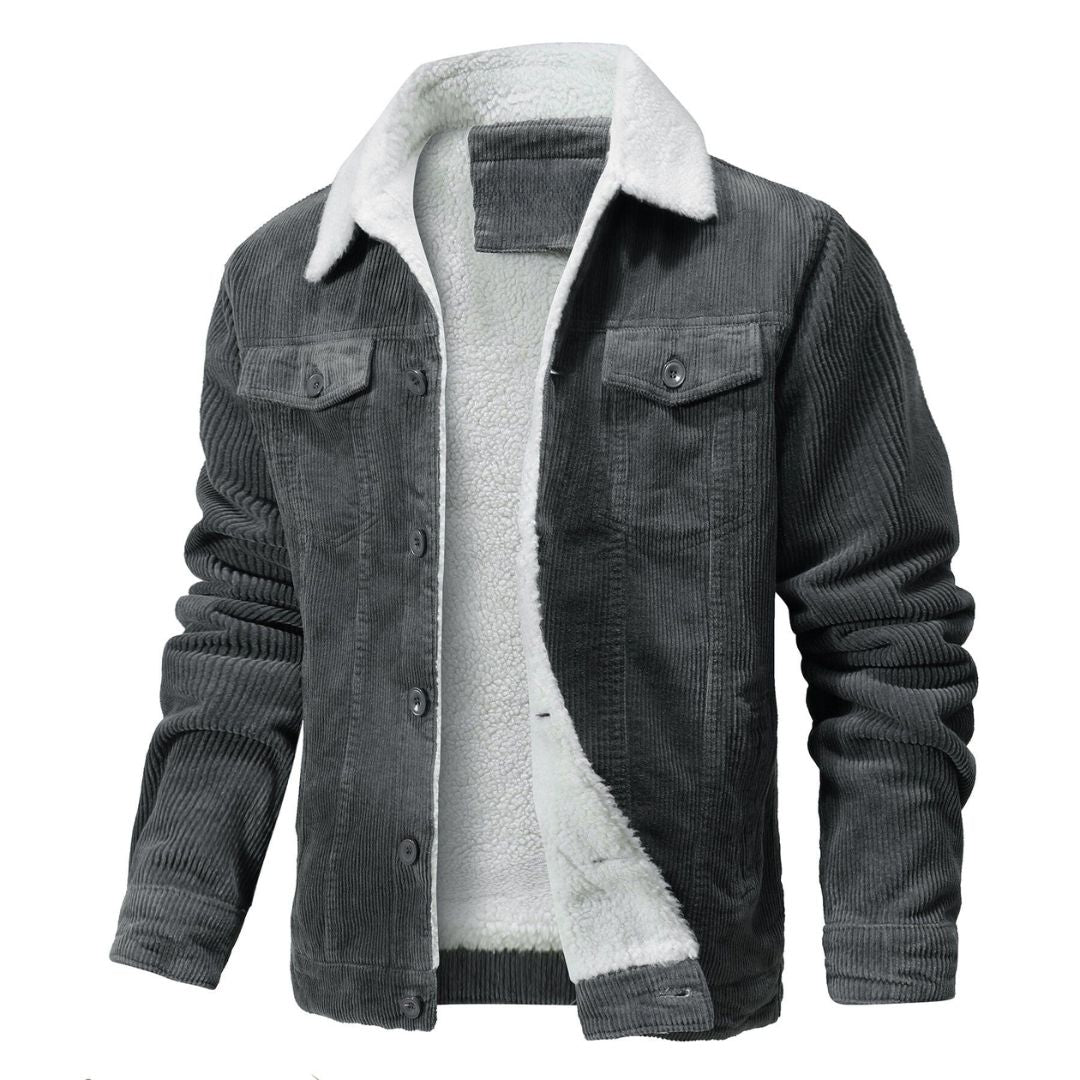 Men’s Corduroy Jacket with Sherpa Lining - Winter Casual