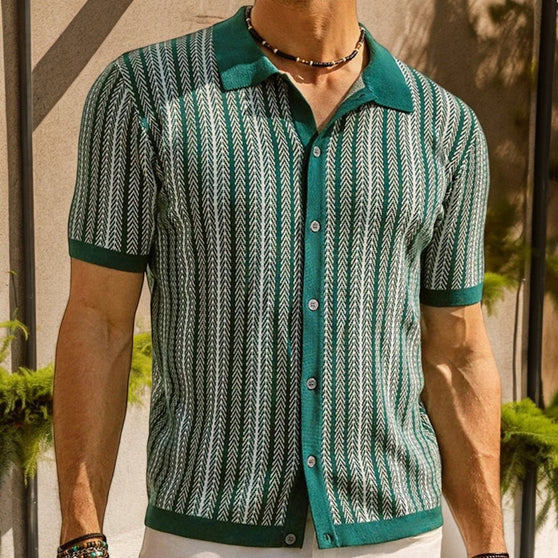 Slim-fit button-down polo –  smart casual organic cotton shirt