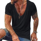 Men's casual t-shirt soft cotton v neck short sleeves - essential everyday wear for active gentlemen