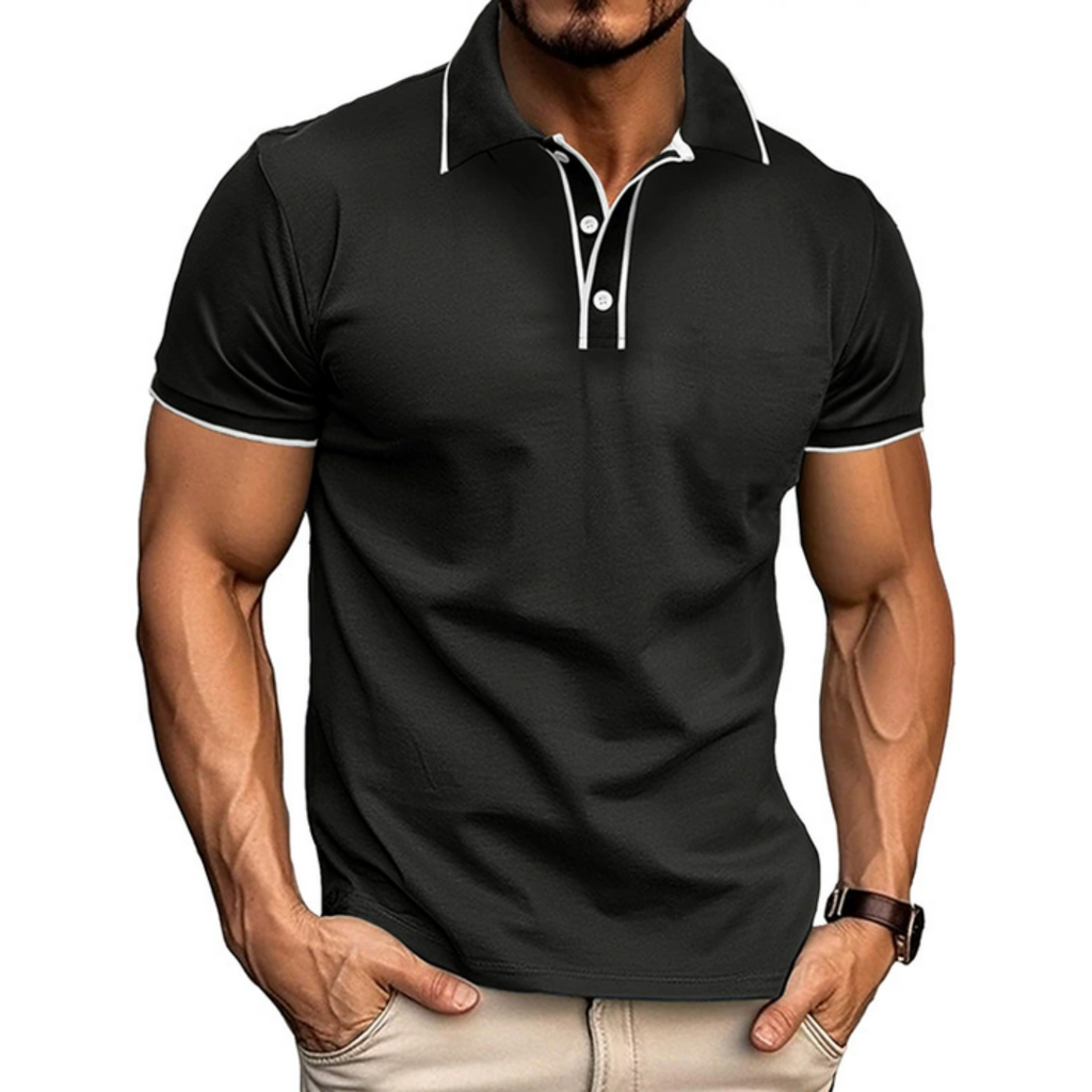Men's polo shirt classic cotton short sleeve top - versatile everyday wear