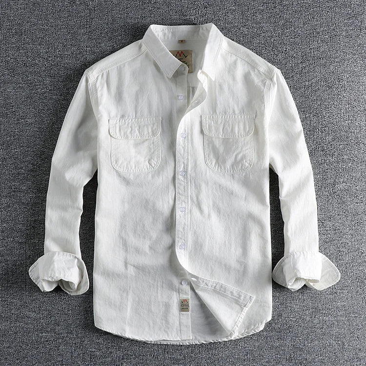 Men's long sleeve work shirt - sturdy fabric casual attire for everyday use
