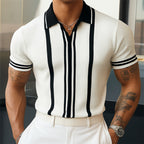 Men's short sleeve knitted polo shirt lightweight casual wear - sophisticated summer style for social gatherings