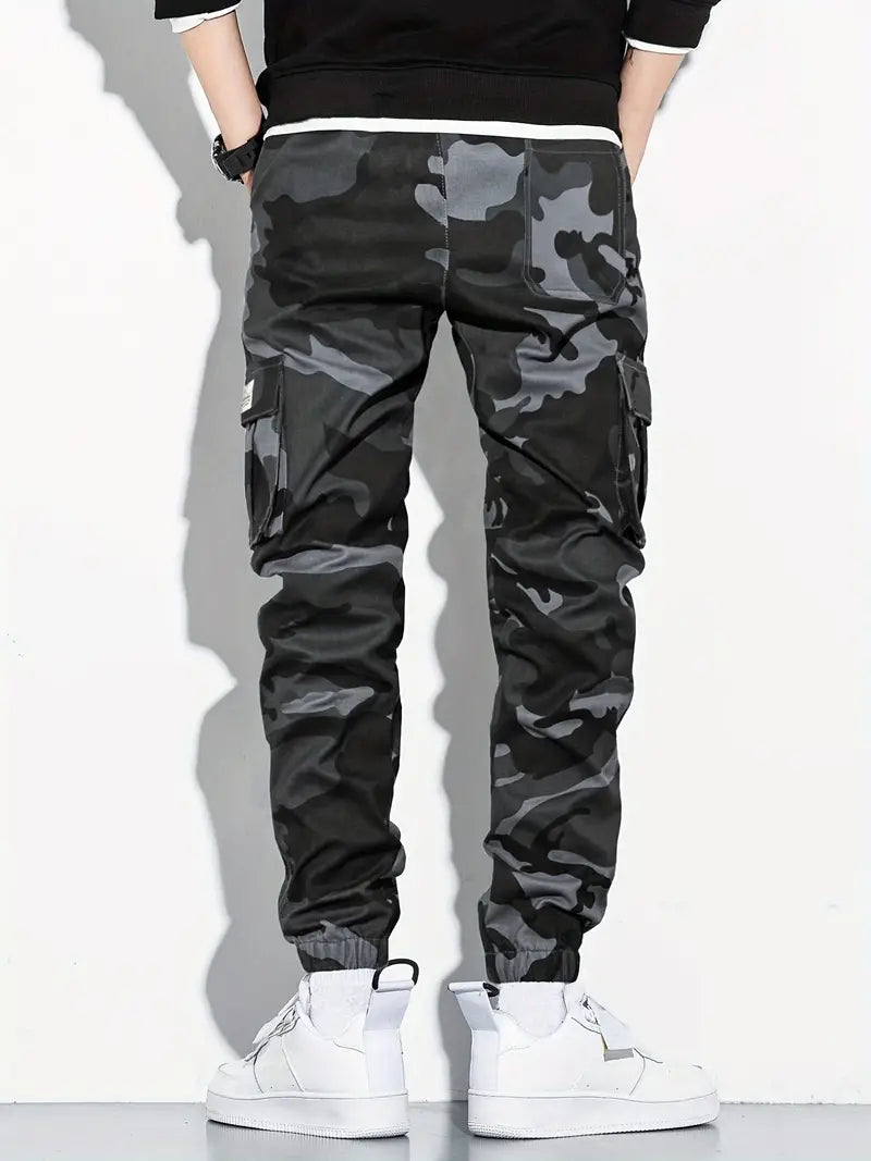 Men’s Camo Gray Cargo Trousers - Relaxed Functional Fit