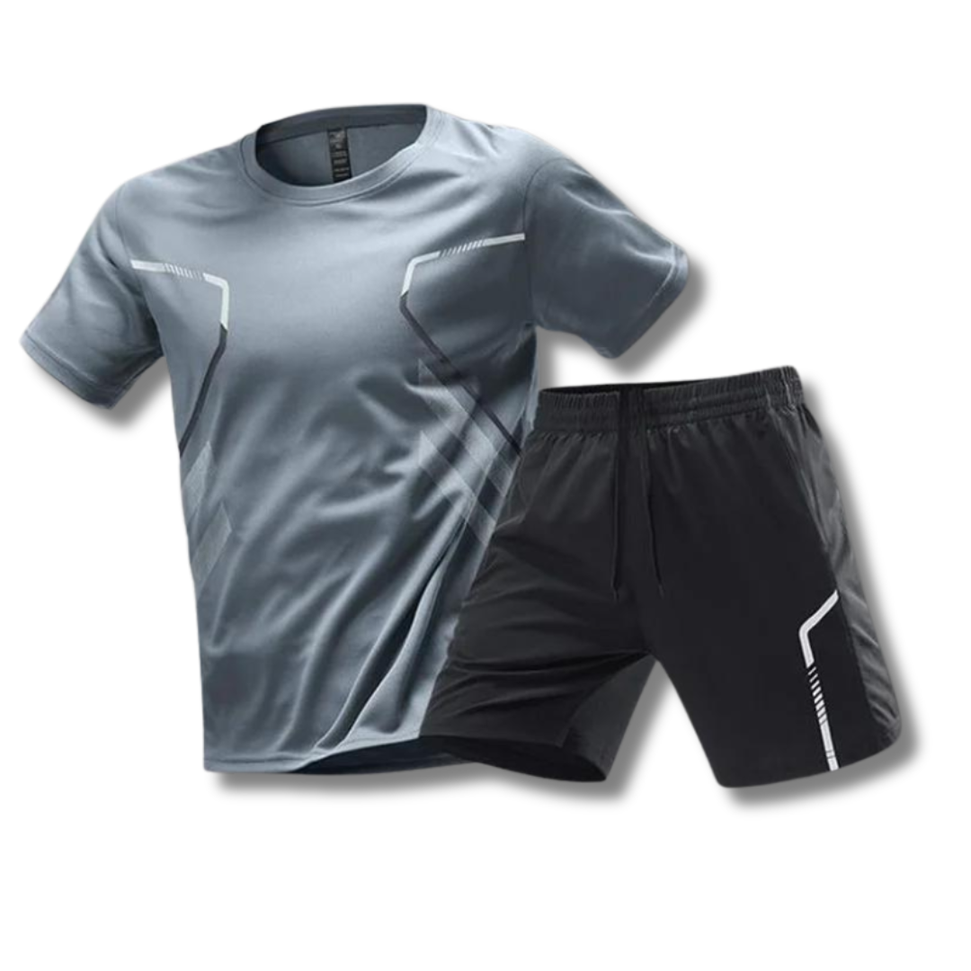 2-piece athletic sport set - men's training t-shirt and shorts
