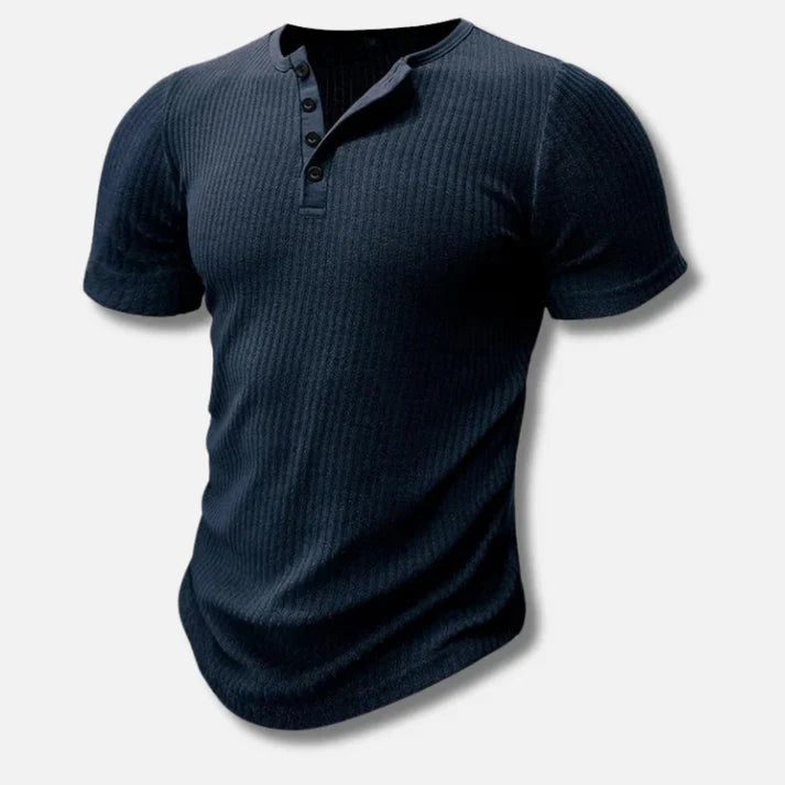 Men's ribbed henley t-shirt - versatile short sleeve top for everyday wear