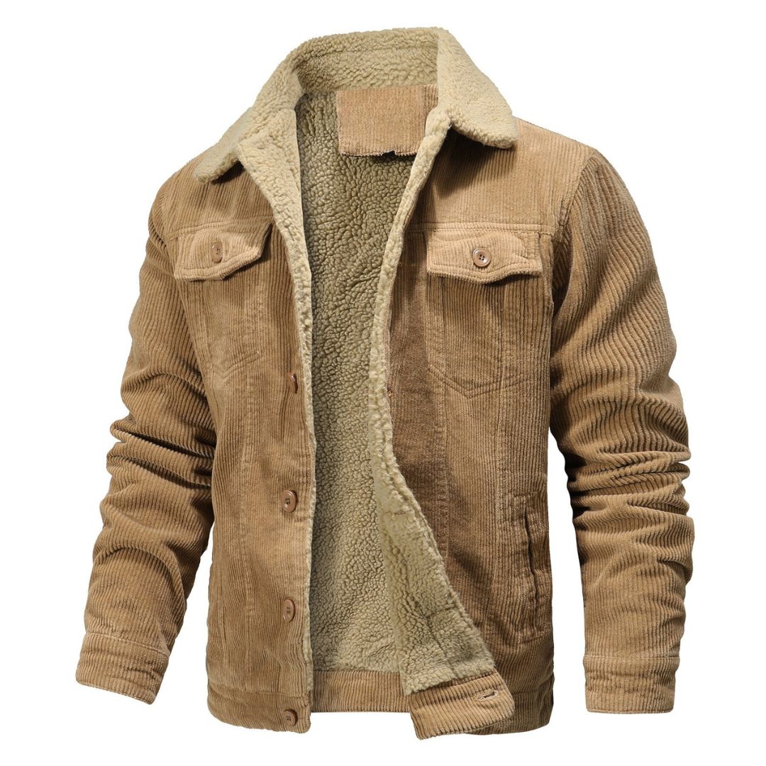 Men’s Corduroy Jacket with Sherpa Lining - Winter Casual