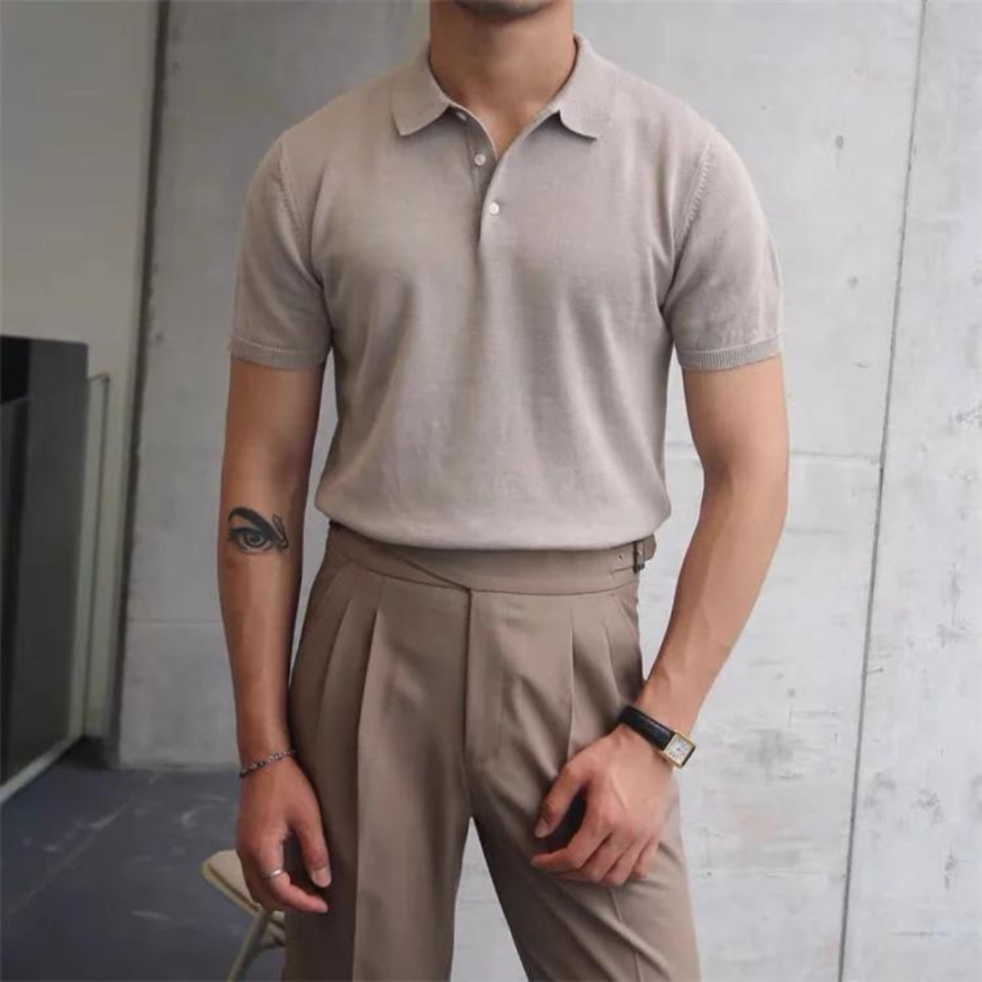 Men's polo shirt lightweight casual attire - short sleeve knit top for everyday wear