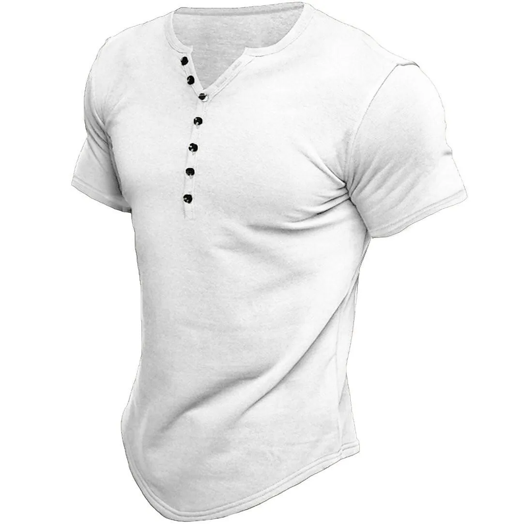 Men's short sleeve henley t-shirt for casual everyday wear - cozy cotton blend top, stylish fit