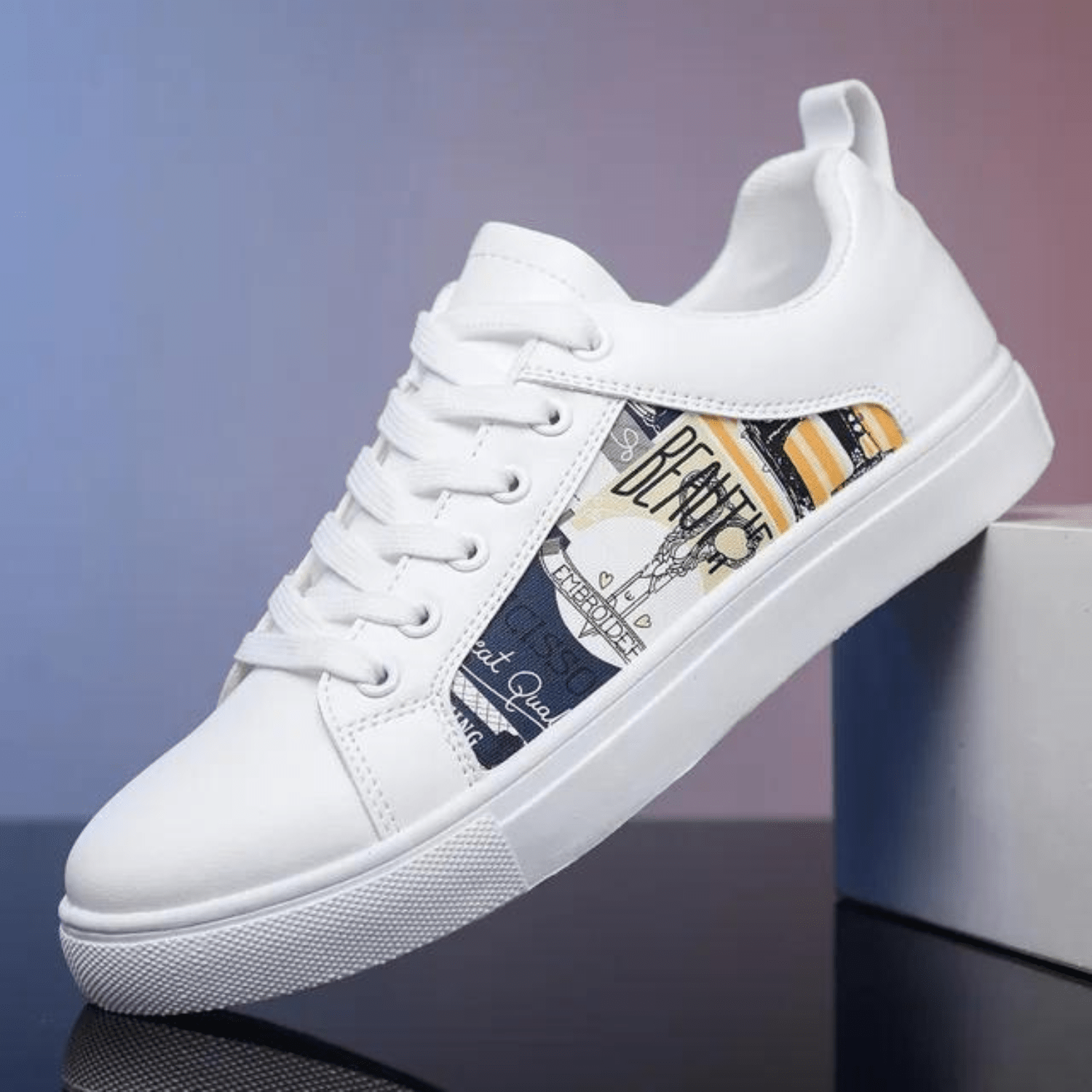 Men's sneakers graphic design casual footwear - trendy everyday trainers for cozy and versatile wear