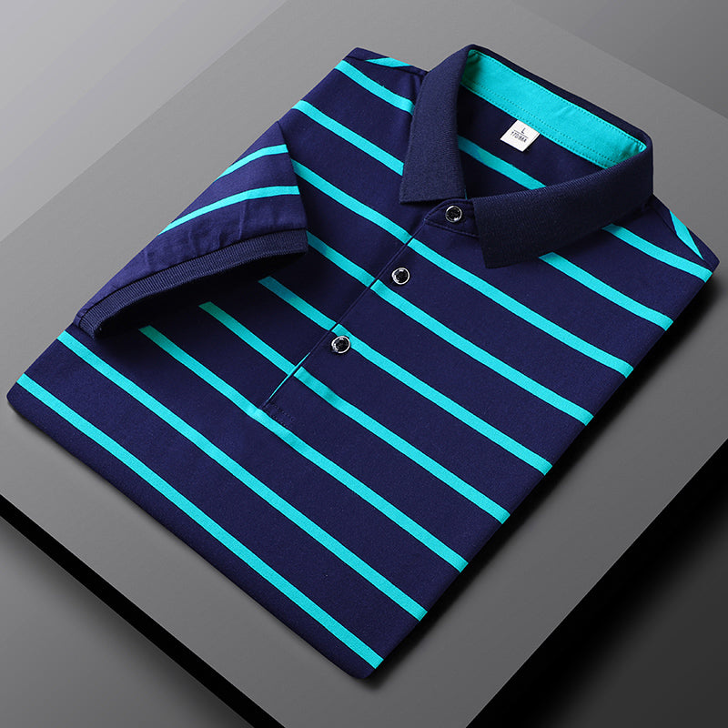 Men's striped polo shirt - versatile casual summer top for everyday coziness