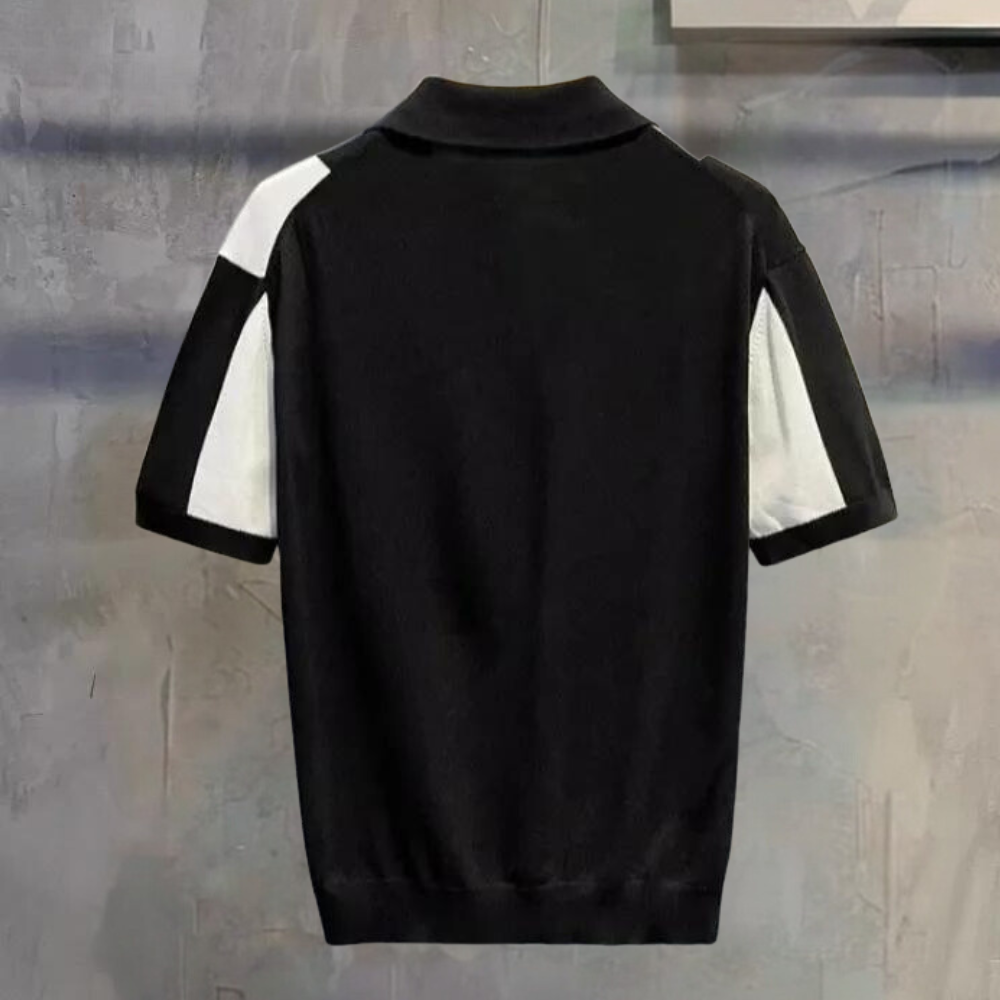 Men's knitted polo shirt - contemporary short sleeve top for casual wear