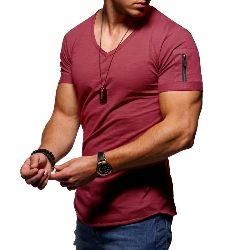 Casual v-neck t-shirt - men's short sleeve top