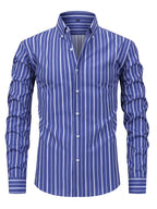 Men's long sleeve striped shirt - classic tailored fit for office and casual wear