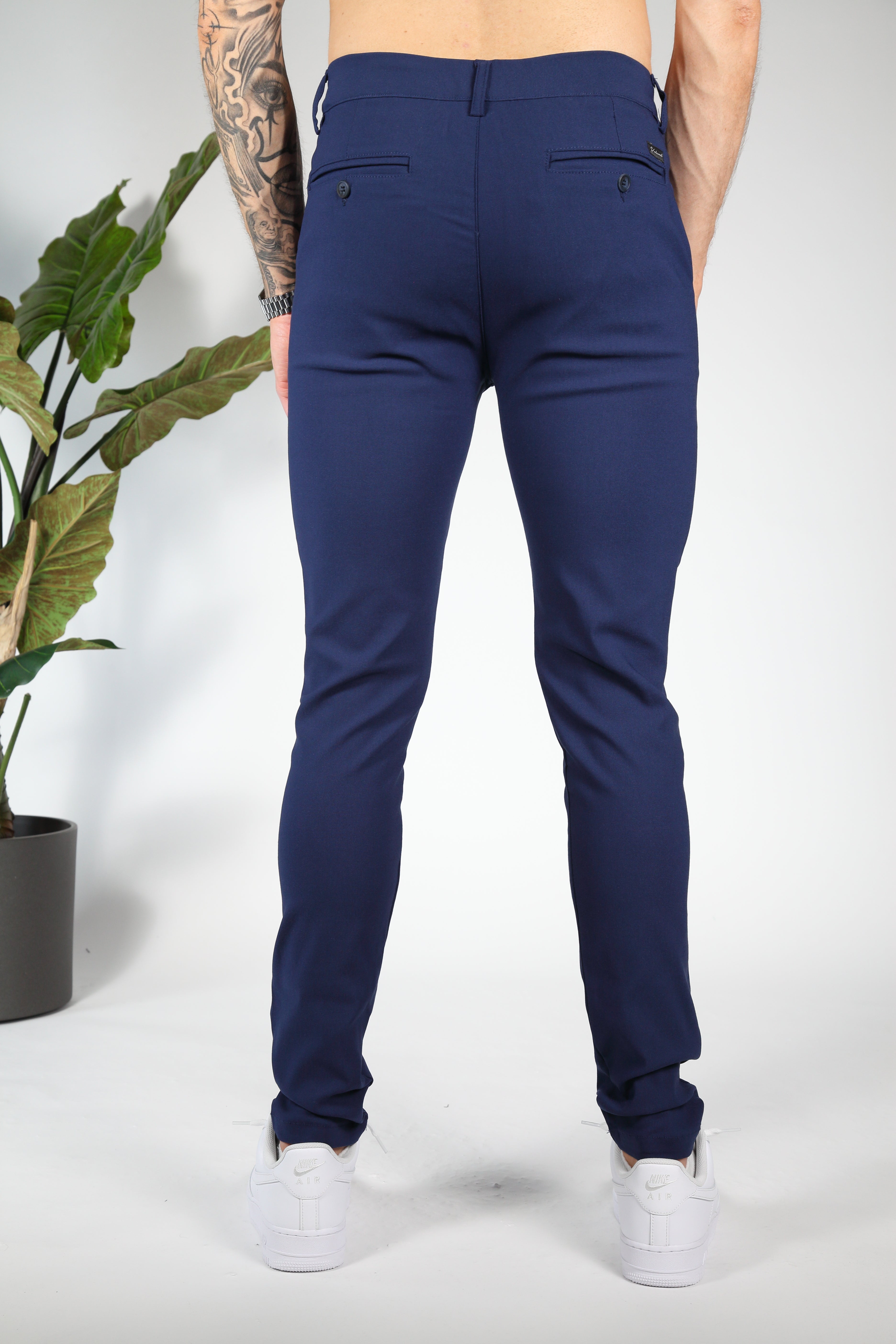 Men's trousers tailored blue style - stretch fabric for office and casual wear
