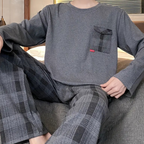 Men's loungewear set - stylish long sleeve top and trousers for cozy evenings