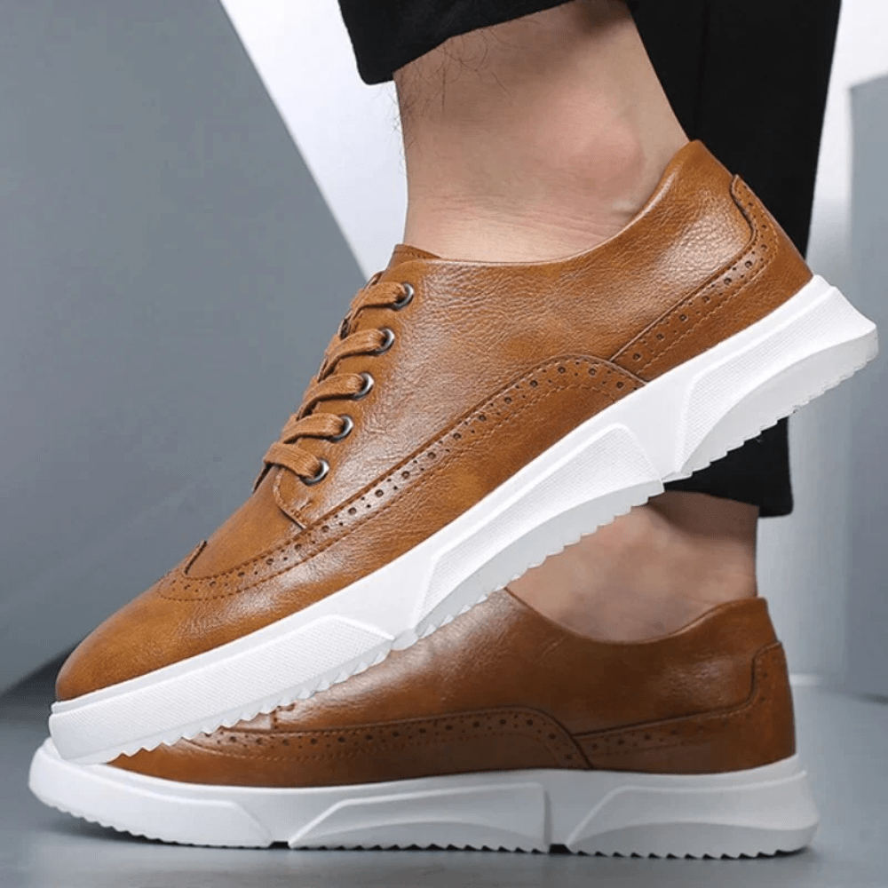 Men's leather sneakers - modern athletic trainers for casual wear - stylish design, durable material