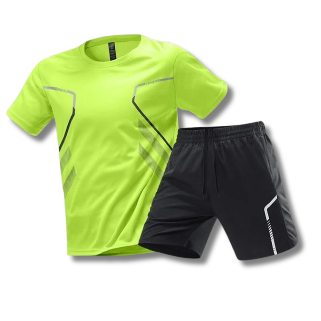2-piece athletic sport set - men's training t-shirt and shorts
