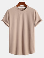 Men's muscle-fit ribbed t-shirt - lightweight casual wear for everyday style