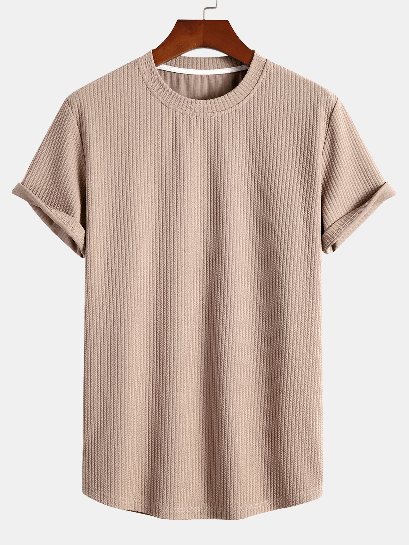 Men's muscle-fit ribbed t-shirt - lightweight casual wear for everyday style