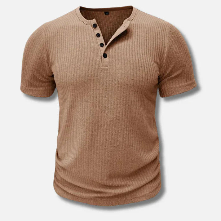 Men's ribbed henley t-shirt - versatile short sleeve top for everyday wear