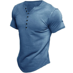 Men's short sleeve henley t-shirt for casual everyday wear - cozy cotton blend top, stylish fit