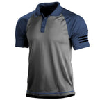 Men's tactical polo shirt with flag patchwork - casual wear for outdoor activities
