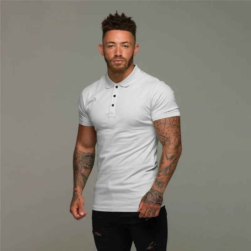 Tailored men's muscle fit polo shirt - refined polo top