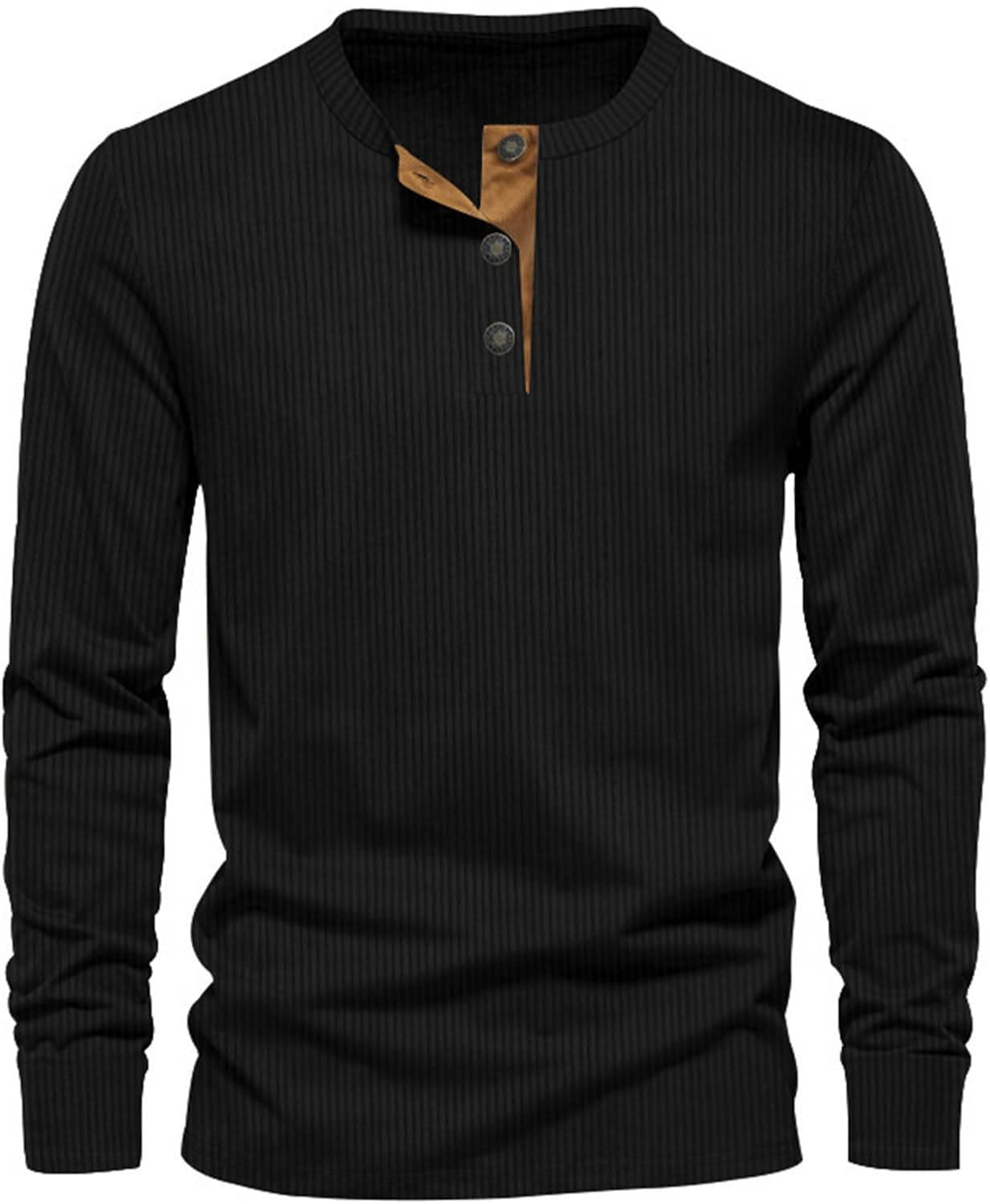 Men's ribbed henley top - stylish casual attire for everyday relaxation