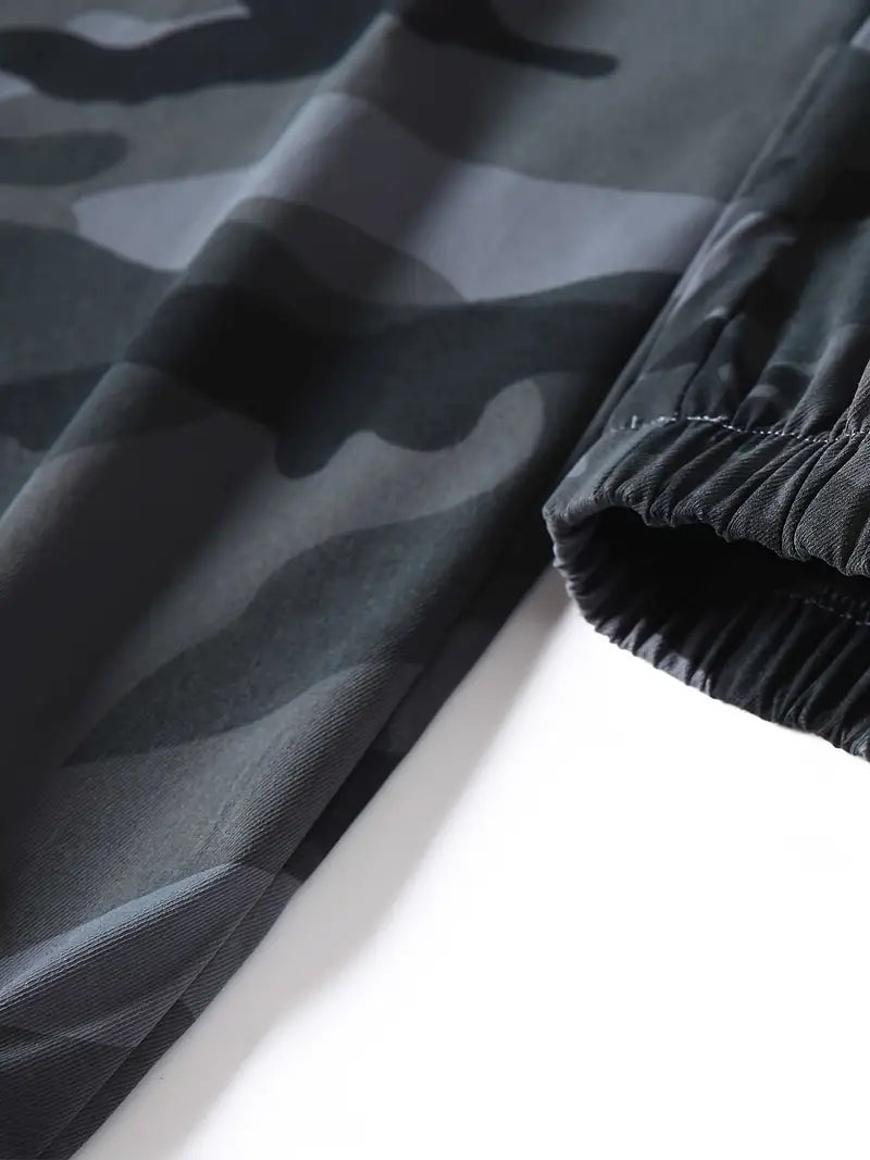 Men’s Camo Gray Cargo Trousers - Relaxed Functional Fit