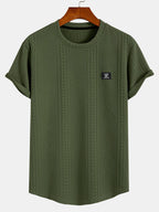 Men's jacquard t-shirt - contemporary casual attire with distinctive textured finish