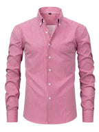 Men's long sleeve striped shirt - classic tailored fit for office and casual wear