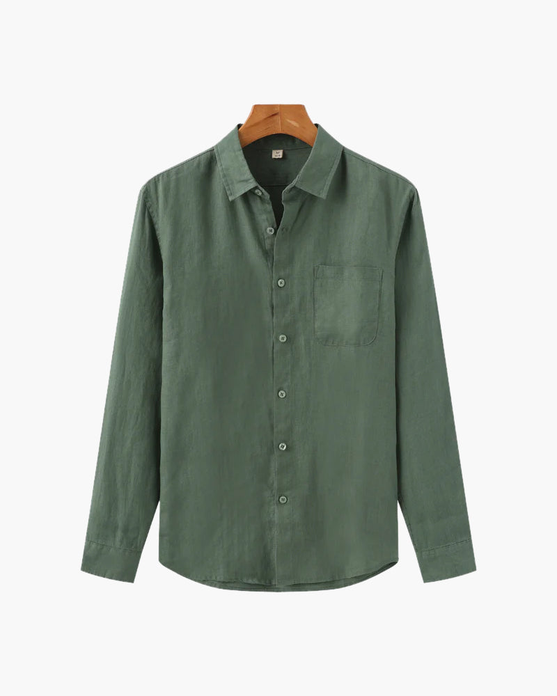 Linen button-up shirt - men's versatile long sleeve shirt