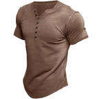 Men's short sleeve henley t-shirt for casual everyday wear - cozy cotton blend top, stylish fit
