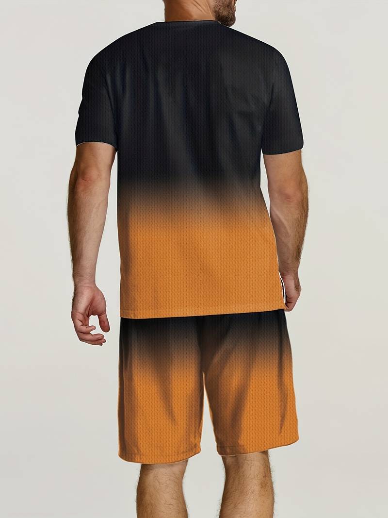 2-piece men's relaxed fit t-shirt and shorts set - breathable outdoor attire for casual days