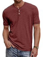 Men's henley t-shirt - lightweight cotton blend top for casual everyday wear