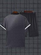 Men's short-sleeve polo shirt - unique black matrix design for casual outings