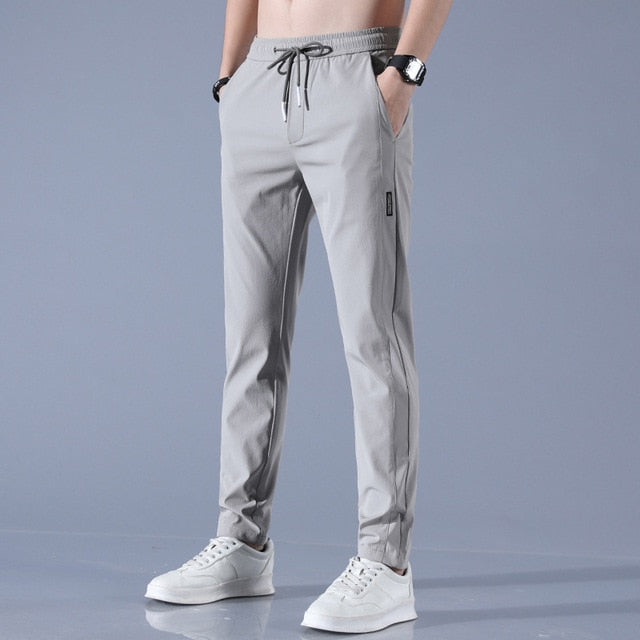 Men's slim fit trousers stretchy casual wear - lightweight jogging bottoms for gym and leisure
