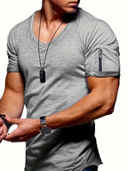 Men's slim fit v-neck t-shirt with pocket - casual everyday tee, breathable fabric