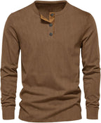 Men's ribbed henley top - stylish casual attire for everyday relaxation