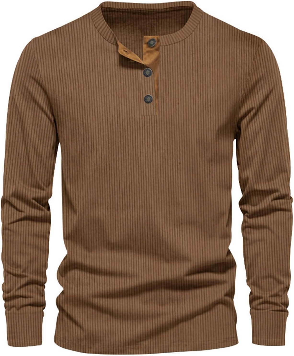 Men's ribbed henley top - stylish casual attire for everyday relaxation