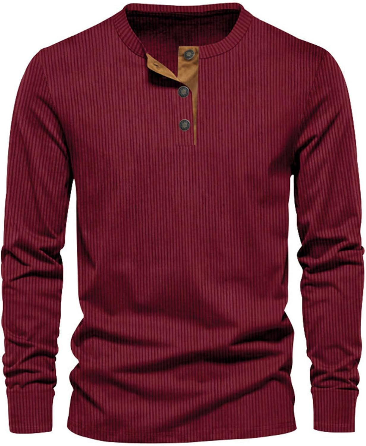 Men's ribbed henley top - stylish casual attire for everyday relaxation