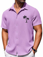 Men's hawaiian shirt lightweight palm print - casual summer attire for relaxed days