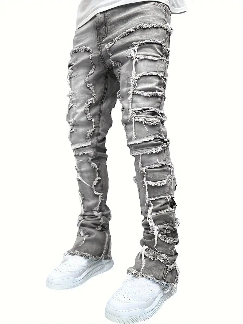 Men’s Ripped Denim Jeans - Trendy Casual Outing Style