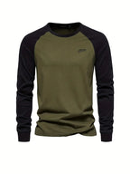Men's long sleeve t-shirt cozy casual wear - stylish raglan tee, soft fabric