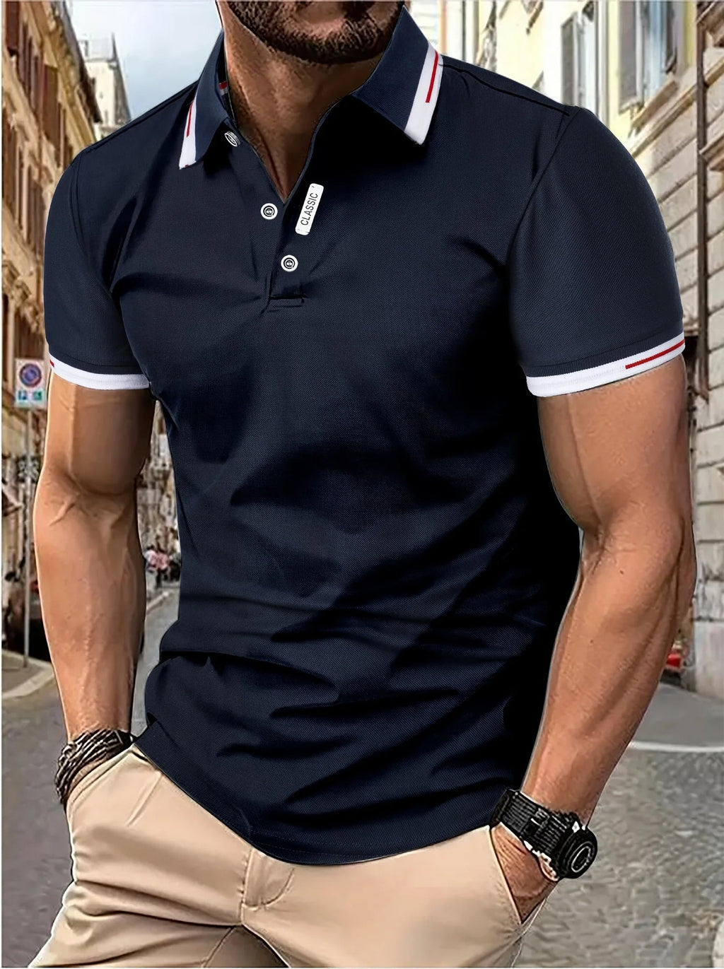 Men's short-sleeve polo shirt - versatile top for casual occasions