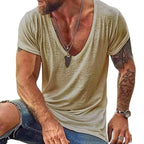 Men's casual t-shirt soft cotton v neck short sleeves - essential everyday wear for active gentlemen