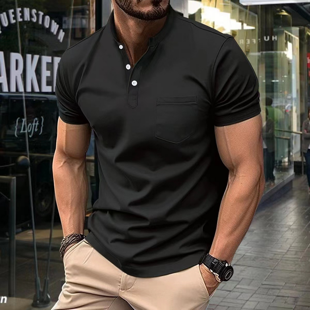 Men's half collar polo shirt - versatile casual wear with lightweight fabric