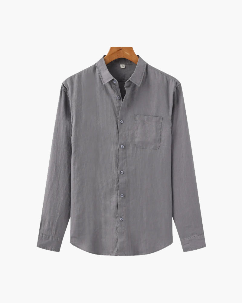 Linen button-up shirt - men's versatile long sleeve shirt
